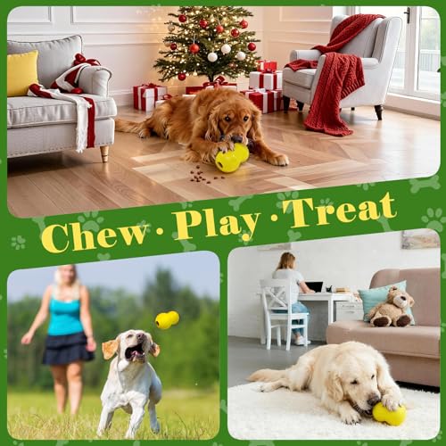 Natural Rubber Dog Chew Toys Dog Toys for Aggressive Chewers Gourd (Yellow-Gourd)