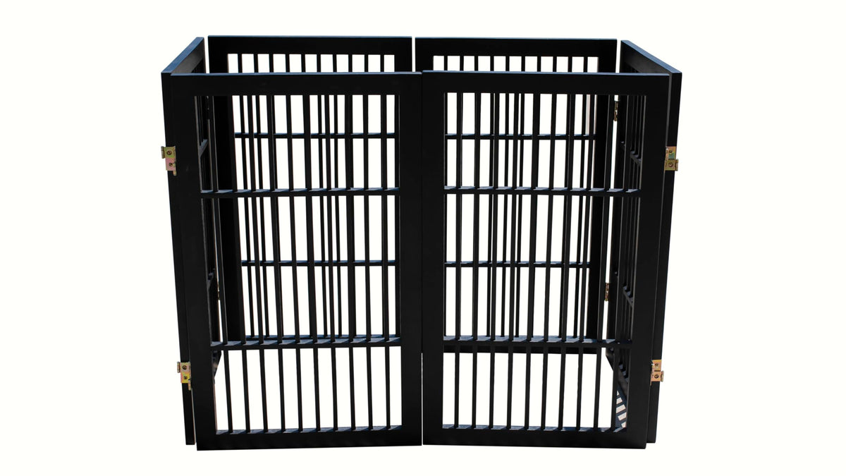 Pet Dog Gate Freestanding (6 Panel 30" Tall / Black Pet Gate)