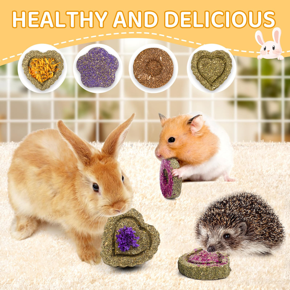 30PCS Guinea Pig Hay Grass Cake Food Set Natural Rabbit Chew Toys for Teeth (30Pack-grass cake)