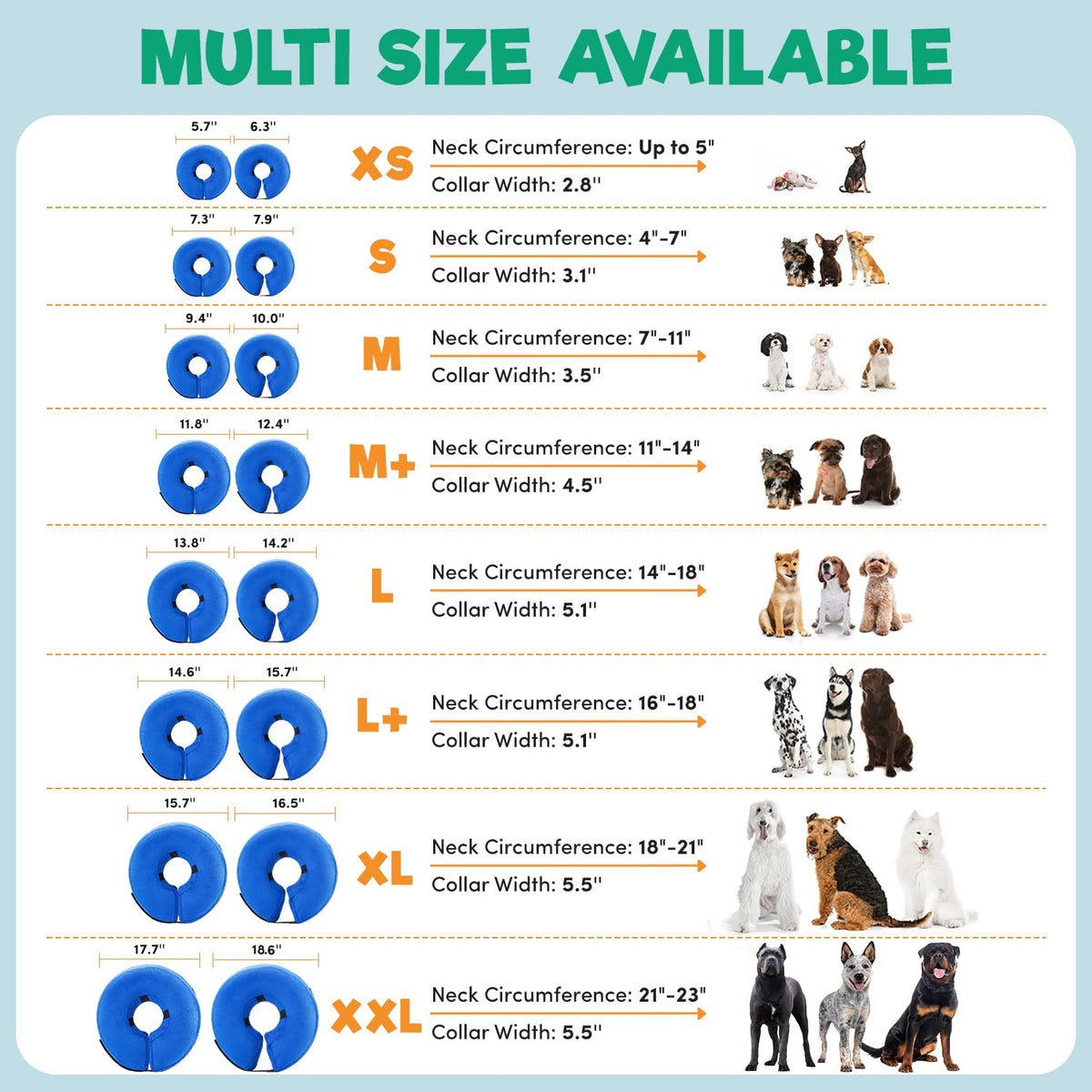 Inflatable Dog Cone Collar Alternative After Surgery Medium+ (Navy Blue / Medium+[Neck:11"-14"])
