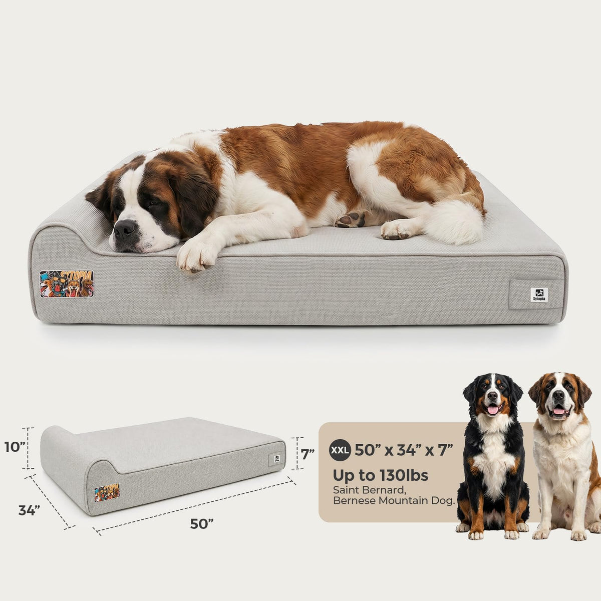 Orthopedic Dog Beds for Extra Large Dogs (Style B-Light Grey / X-Large)