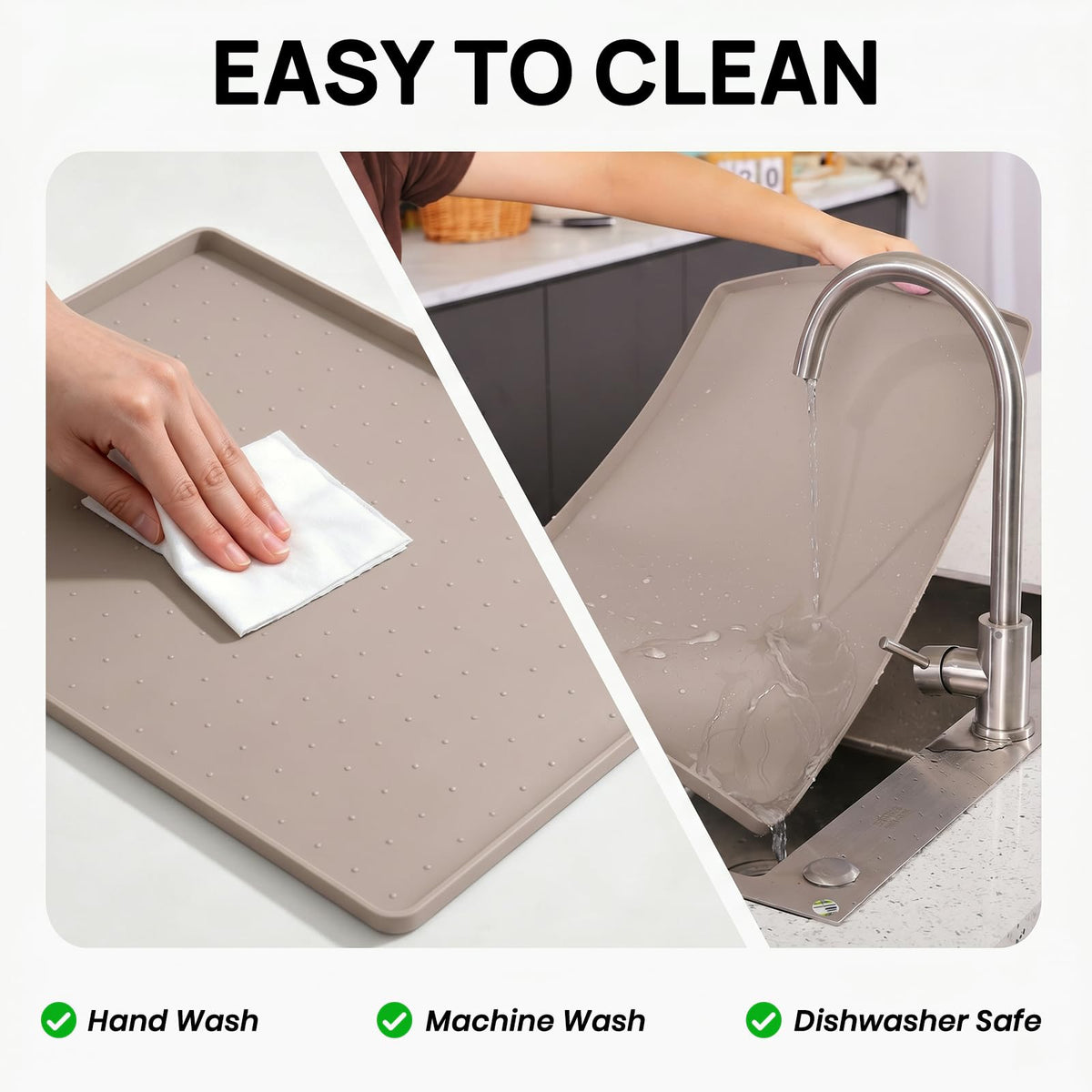 22" x 14" Silicone Dog Food Mat Waterproof (Taupe / 22" x 14")