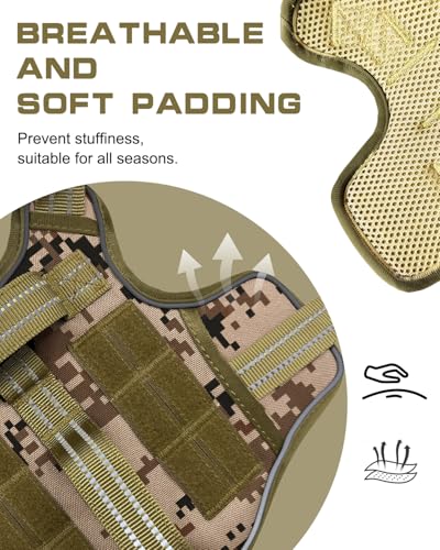 Dog Harness for Large Dogs (Desert Camo / L(Neck:18-24",Chest:25-36"),45-80 lbs)