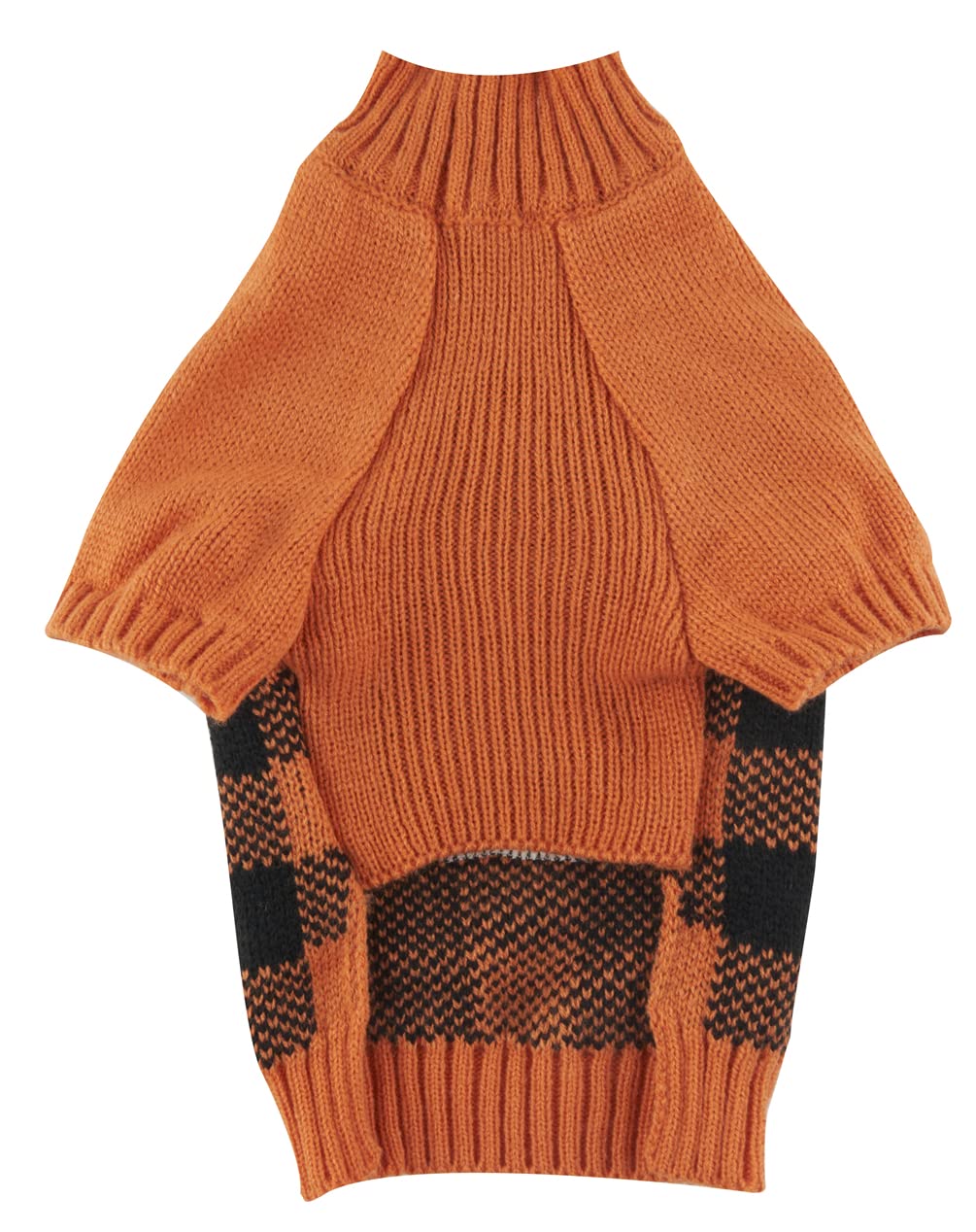 Orange Black Plaid Halloween Dog Sweater (Medium / Orange Black Plaid)