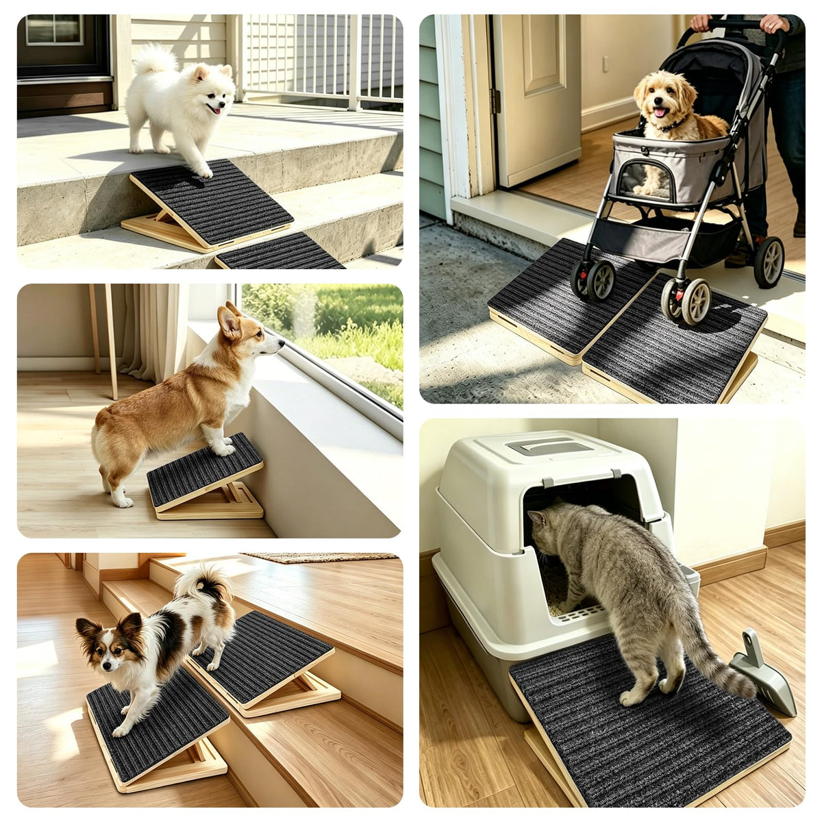 6 Pack Small Dog Ramp for Stairs (Gray / 6)