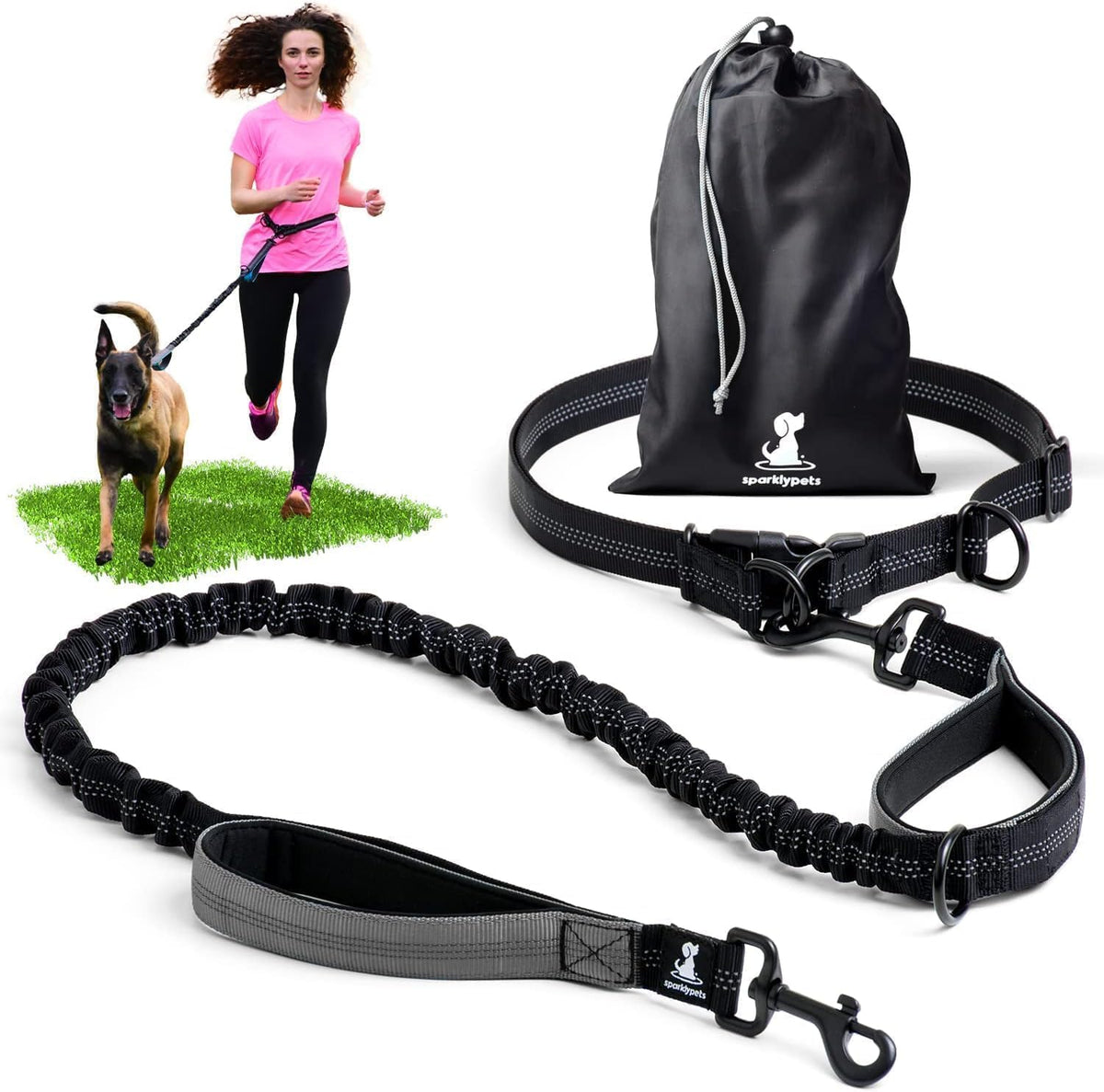 Hands Free Dog Leash (Gray / 1 dog M/L)