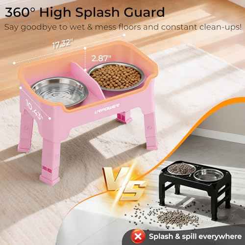 Mess Proof Elevated Dog Bowls (Pink / Medium)