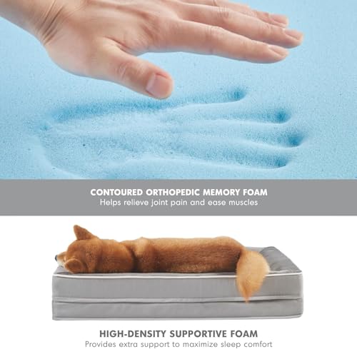 Orthopedic Dog Bed for Large Dogs (All-Foam Bolster Bed / Ally Grey / Large (35" x 25" x 6.5"))
