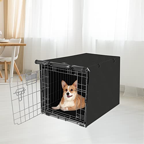 Dog Crate Cover Waterproof Kennel Cover (30.0"L x 19.0"W x 21.0"H / Black)