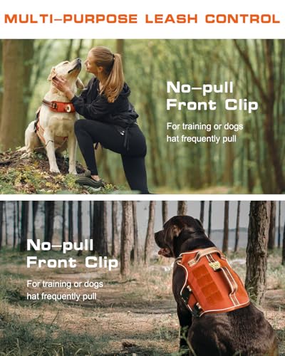Dog Harness Tactical No Pull for Small Sized Dog with Handle (Orange / S(Neck:16-22",Chest:20-28"),18-35 lbs)
