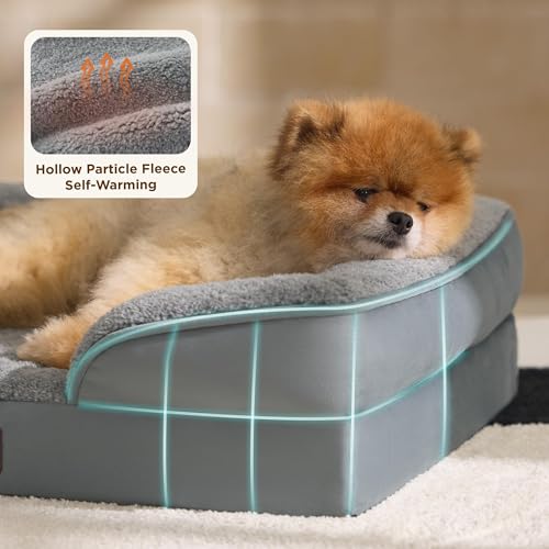 Self Warming Orthopedic Dog Bed Medium Size Dogs Washable Original (Self Warming-Grey / 28"l X 23"w X 6.5"th)