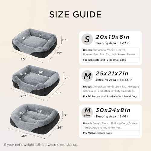 Washable Dog Bed Small Dog＆Cat Rectangle Kitten Puppy Bed (Grey / 20"L x 19"W x 6"Th)