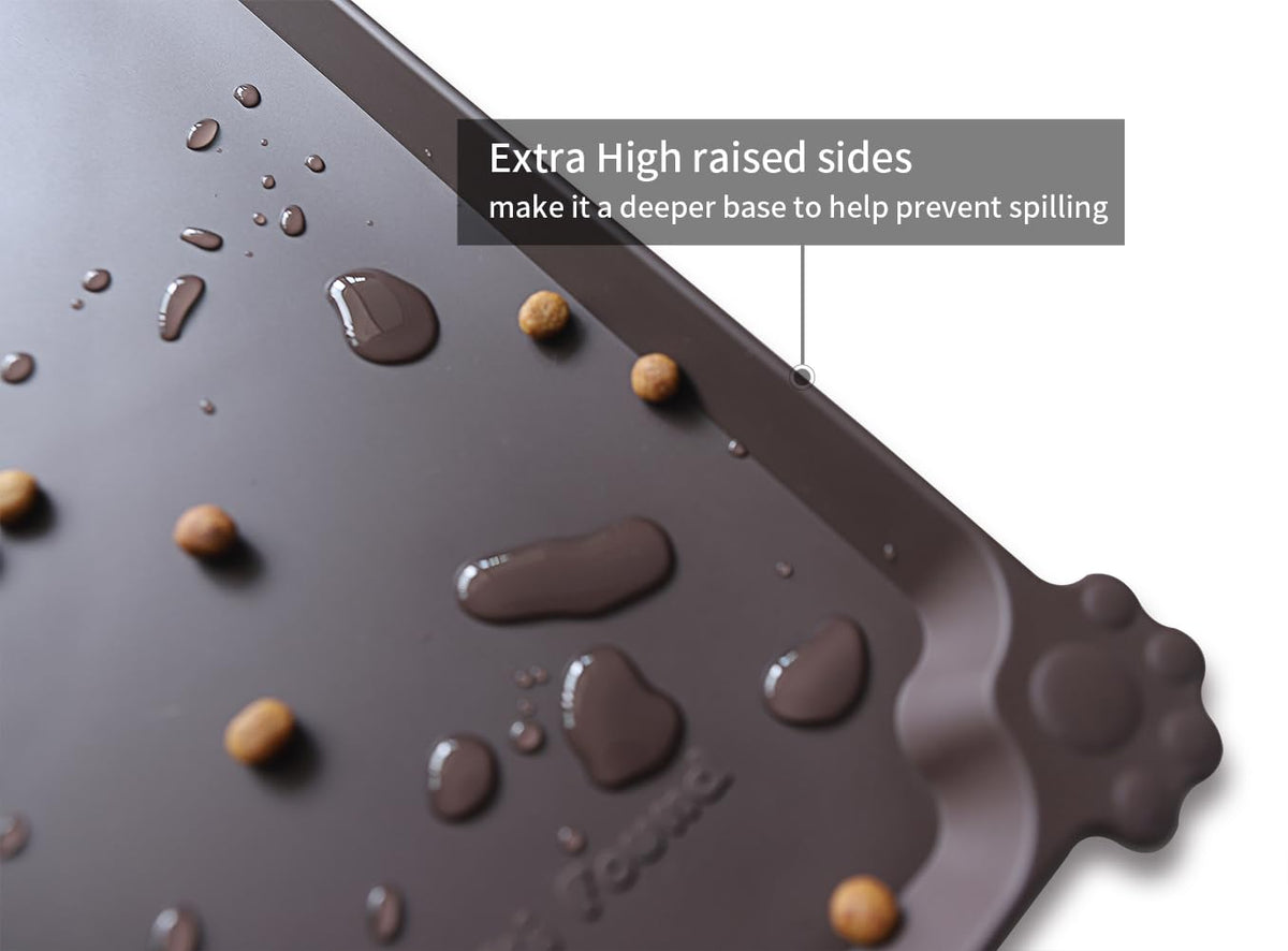 XX Large Silicone Pet Food Mats (28"L x 26"W / Dark Oak)
