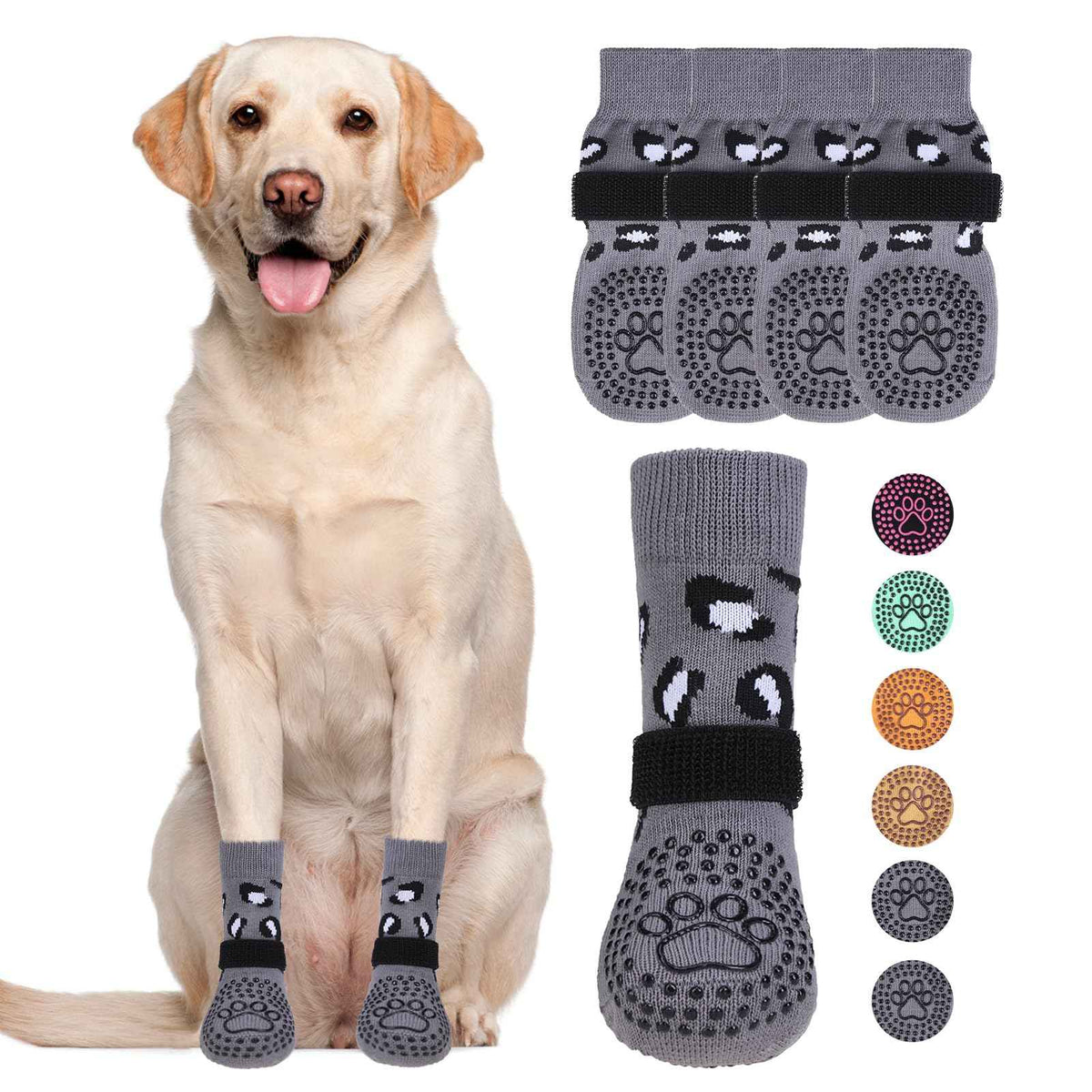 Dog Socks for Hot (Leopard Grey / X-Large (4 Pack))