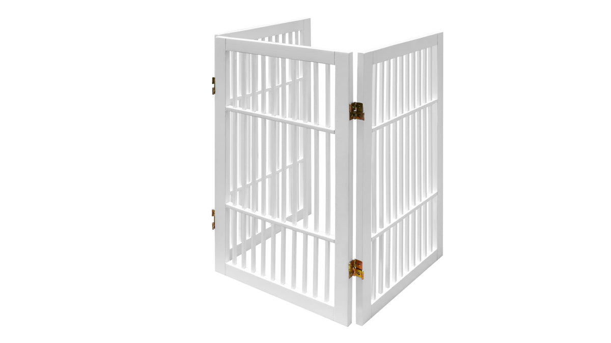 Pet Dog Gate Freestanding (3 Panel 30" Tall / White Pet Gate)