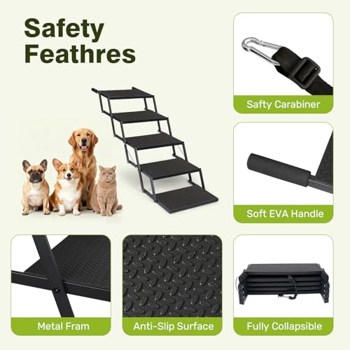 Foldable Dog Steps for Car SUV Truck (5 Steps)