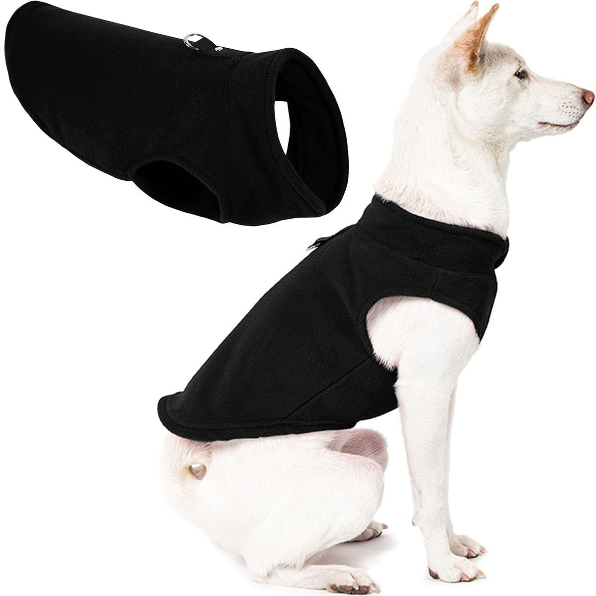 Fleece Vest Dog Sweater (Black / Medium (Around 11-lb))