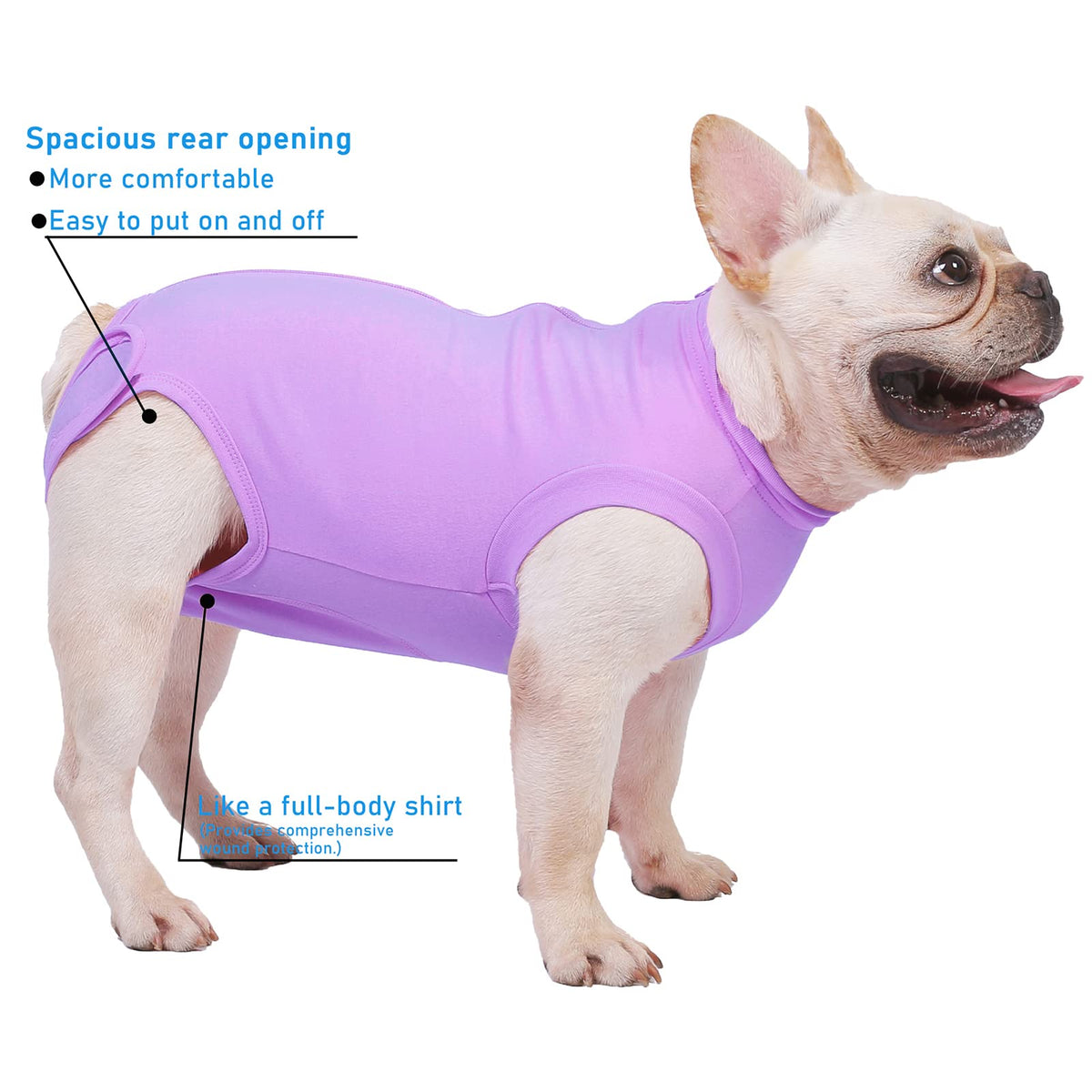 Dog Surgery Recovery Suit (2XL(Back 21- 23" Chest 26- 28" Weight 57- 80lb) / Purple)
