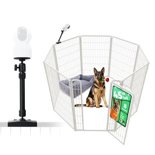 Homeplus Indoor Dog Playpen with Camera Mount (White / 45"H)