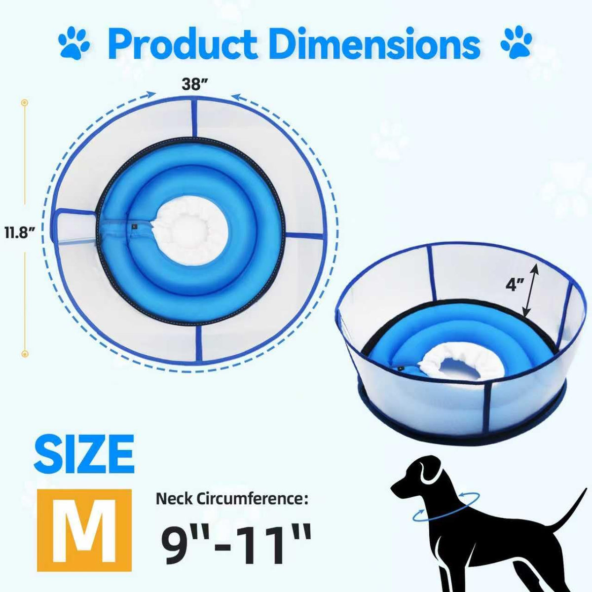 Inflatable Dog Cone Collar (Medium / Blue)