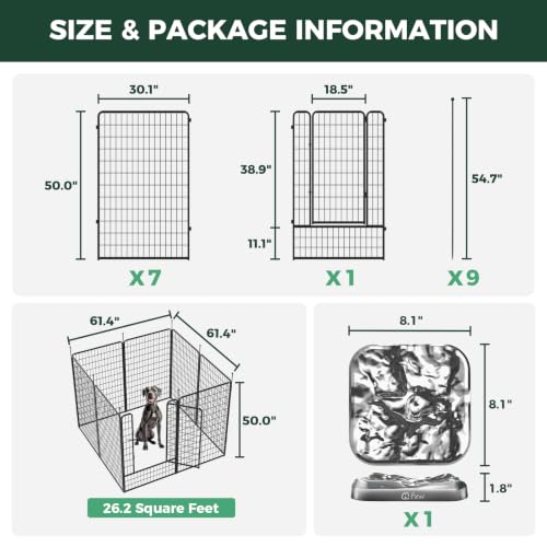 Rollick Dog Playpen with Stainless Steel Lick Mat (Black / 50"H)