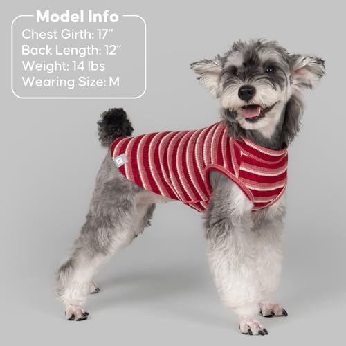 2Pack Waffle Dog Shirt for Small Dogs Striped Dog Sweater Tank Top (Small (4-7lbs) / 2Pack(Red+Striped))
