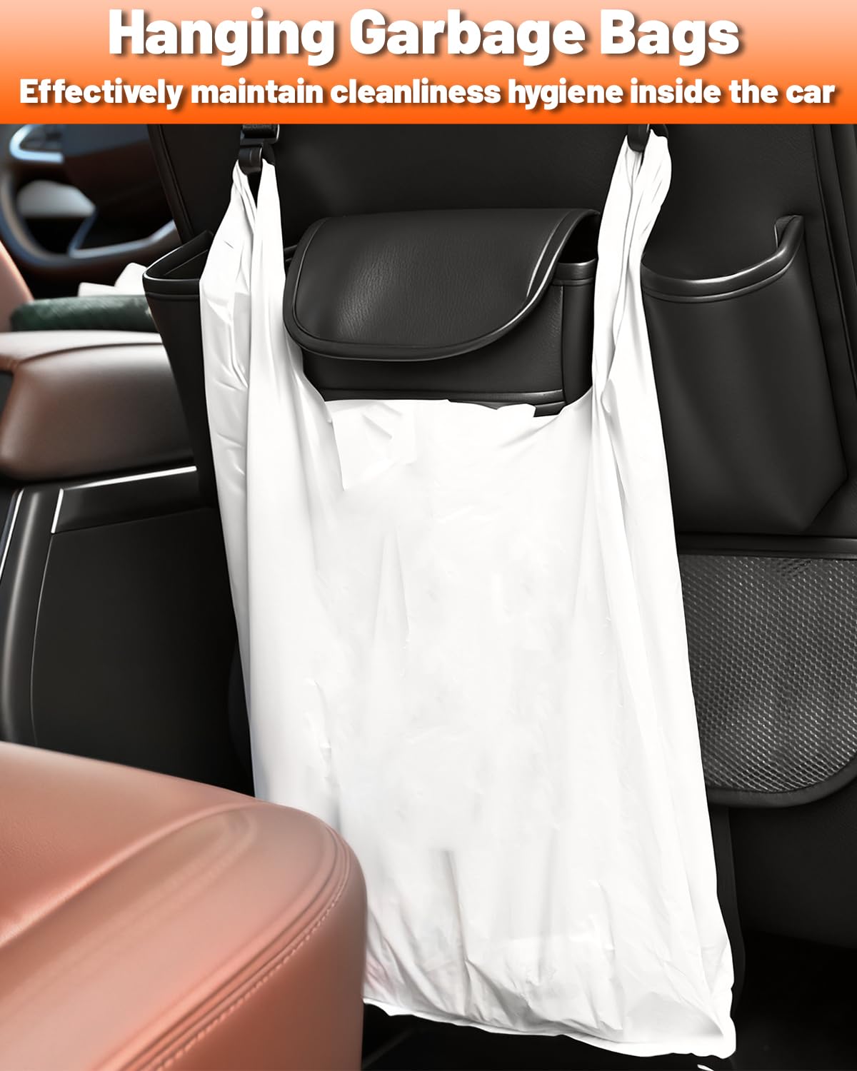 2 Pack Leather Car Backseat Organizer with Foldable Table Tray (2PCS)