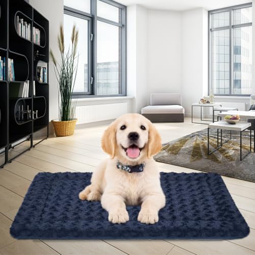 Dog Crate Pad for 30"x20" Dog Crate (Navy / M (29.1"x17.7"x1.1"))