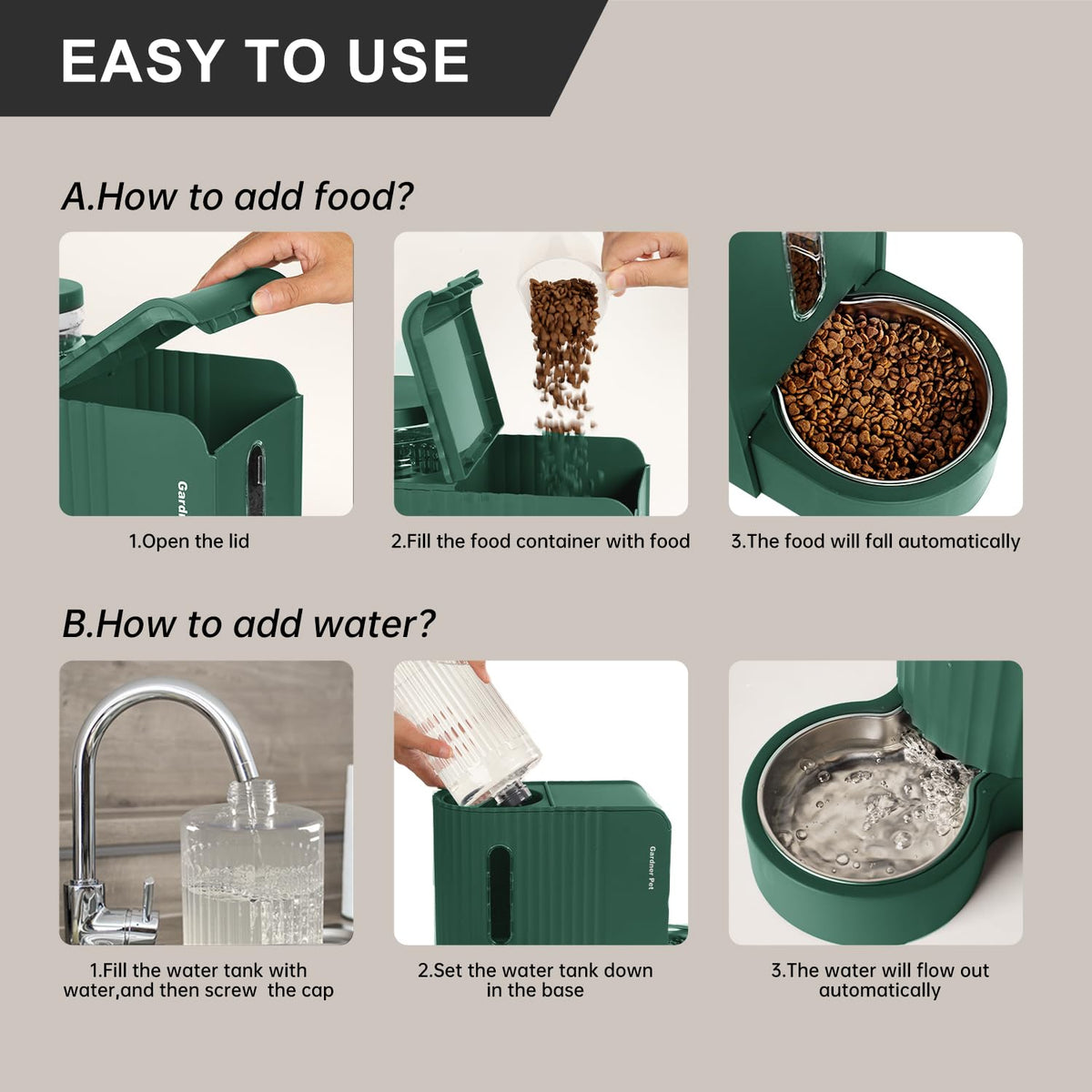 Gravity Automatic Cat Feeder (Large (0.8 Gallon x 2) / Green)