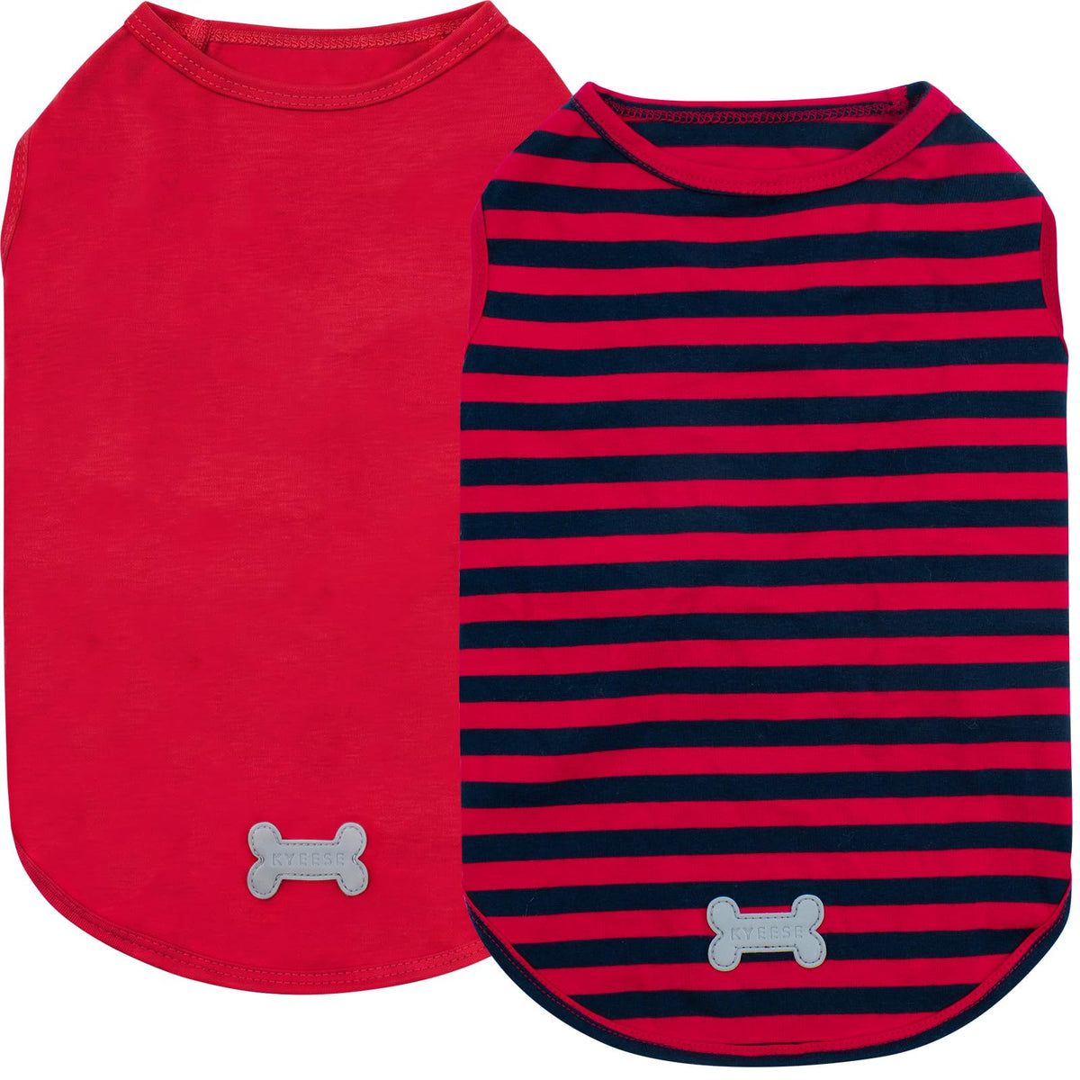 2Pack Cotton Dog Shirt for Small Dogs Soft Striped Tank Top (Large (13-19lbs) / 2Pack (Red+Striped))