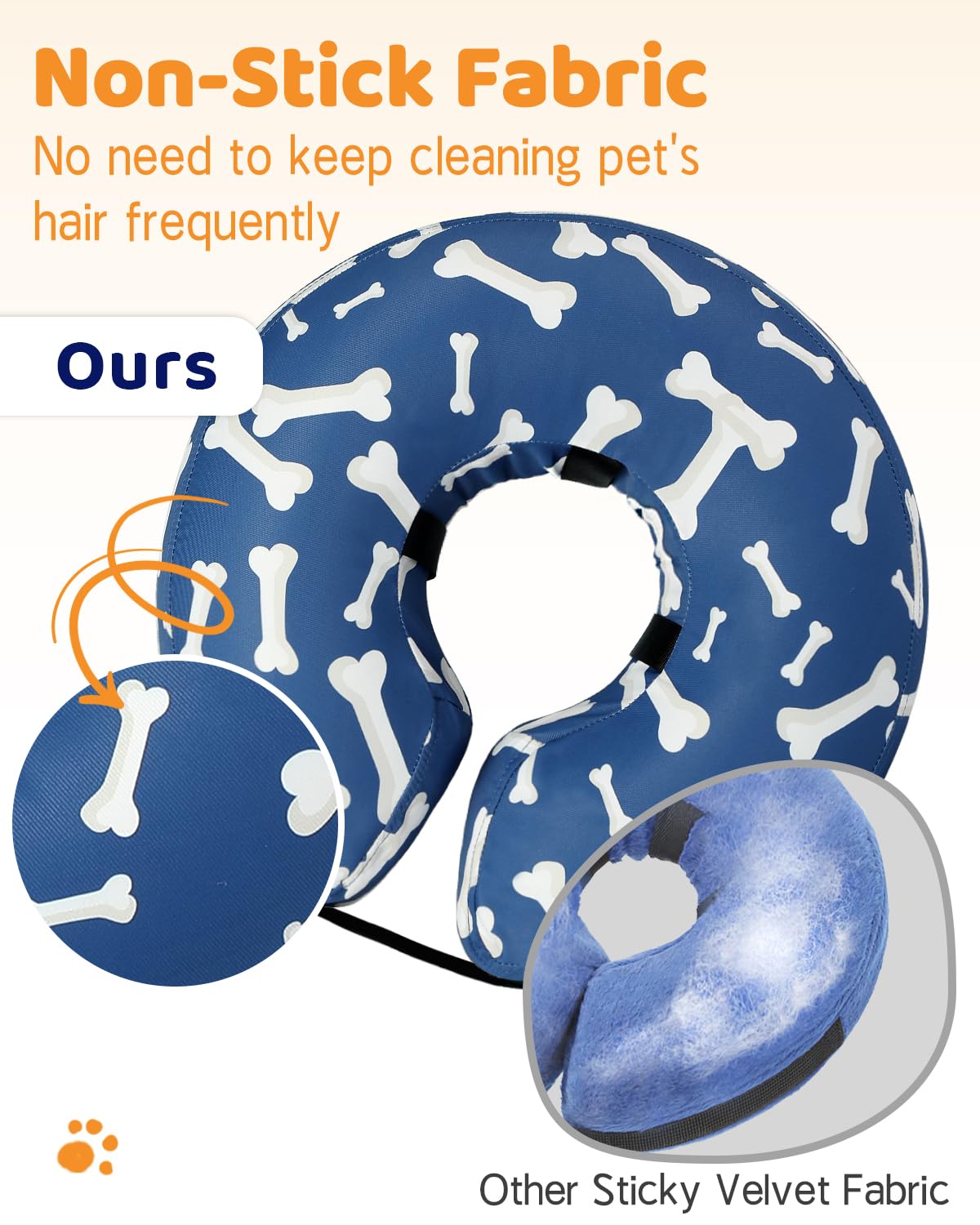 Inflatable Dog Cone Alternative After Surgery (T Bone Navy / XL(Neck 14"-18"))