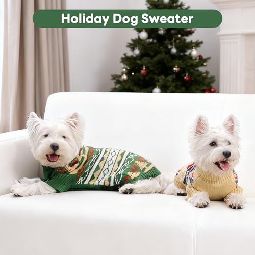 Ugly Christmas Dog Sweater with Leash Hole (Medium / khaki)