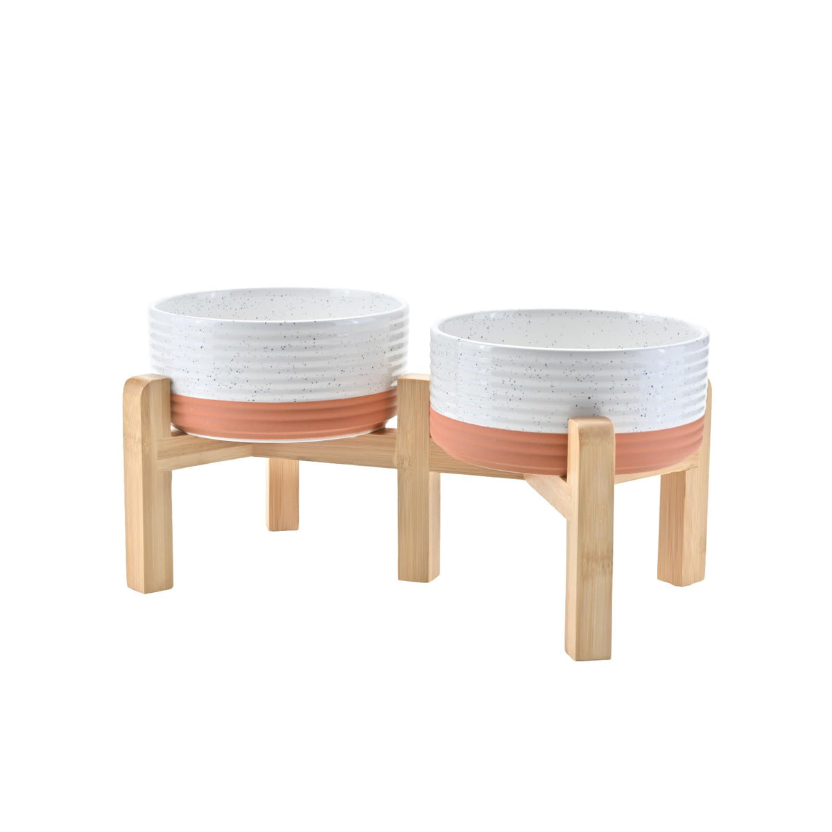 Elevated Dog Bowls Ceramic (6.1 in - 3.6 cups / Pattern White)