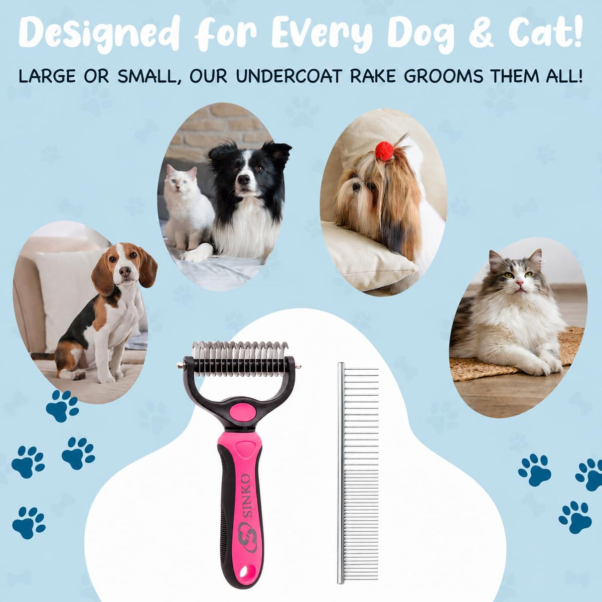 Shedding Brush for Dog and Cat (Brush pink)