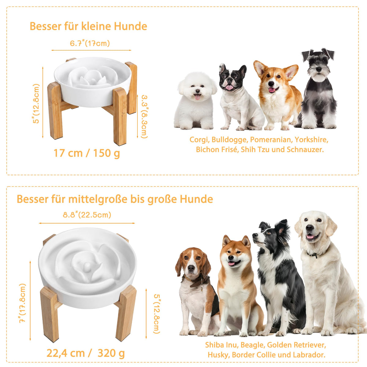 Elevated Slow Feeder Dog Bowl (White / 1.5 Cups)