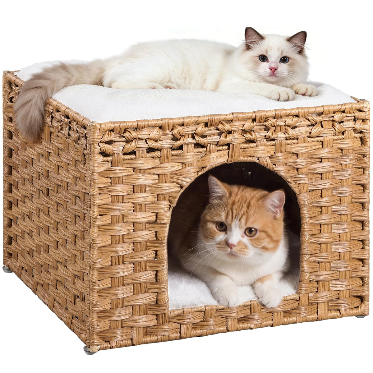Handwoven Rattan Cat House (Natural)