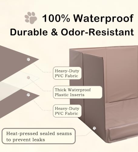 Dog Litter Box with High Walls (Warm gray / M-36''Lx23.6''Wx16''H)