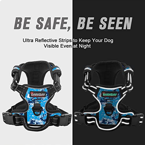Dog Harness No Pull for Medium Sized Dog Front Back Clips (Medium(Chest:22.5-28") / Blue Camo)
