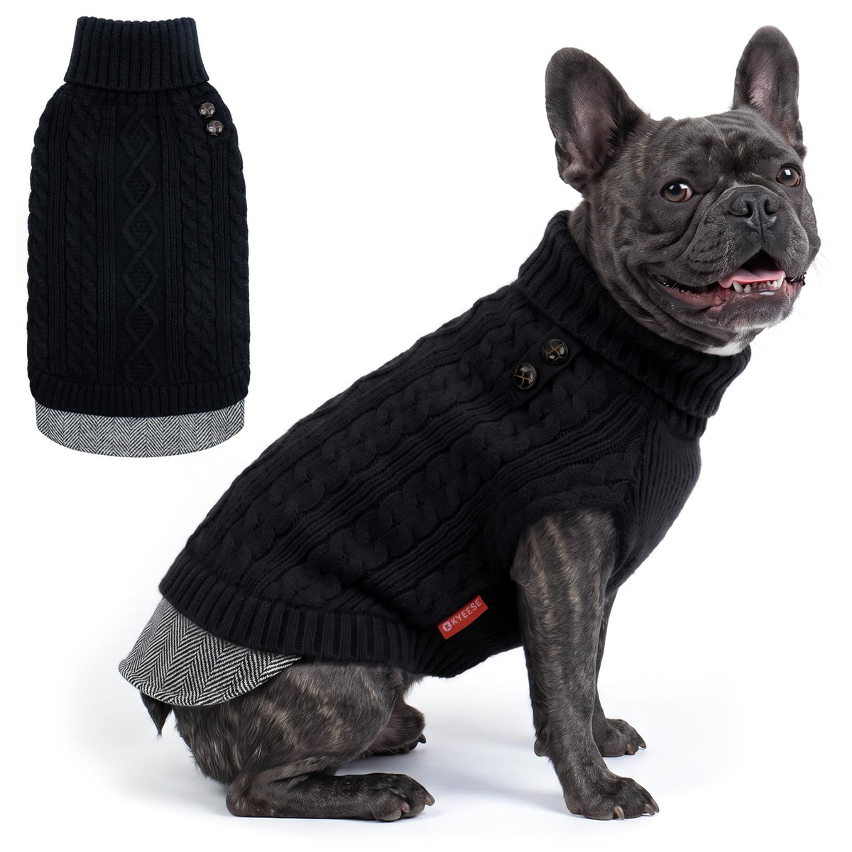 Dog Sweater for Small Dogs Turtleneck Thick Knit Pullover (Small (4-7lbs) / Black)