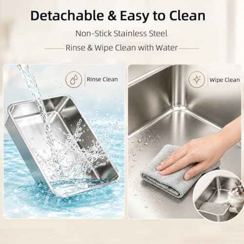 XL Stainless Steel Cat Litter Box with High Sided Enclosure (XL-Cool Grey)