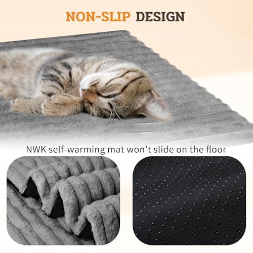 2Pcs Soft Plush Fluffy Self Warming Thermal Pet Mat for Dogs and Cats (Misty Gray / Medium (28'' X 20'' X 1''))