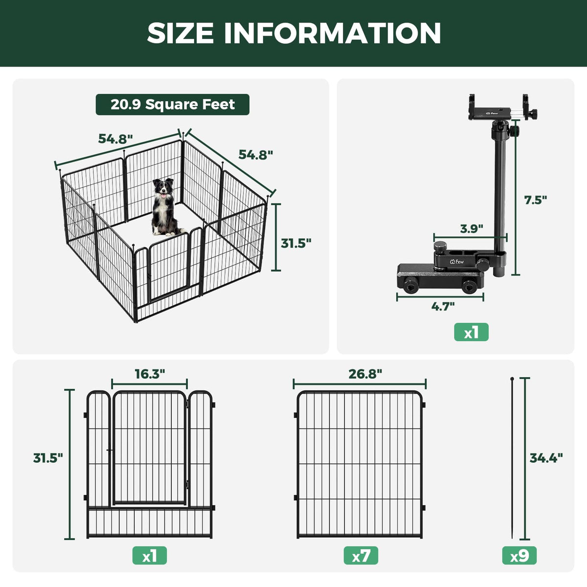 Rollick Dog Playpen with Camera Mount (Black / 32"H)