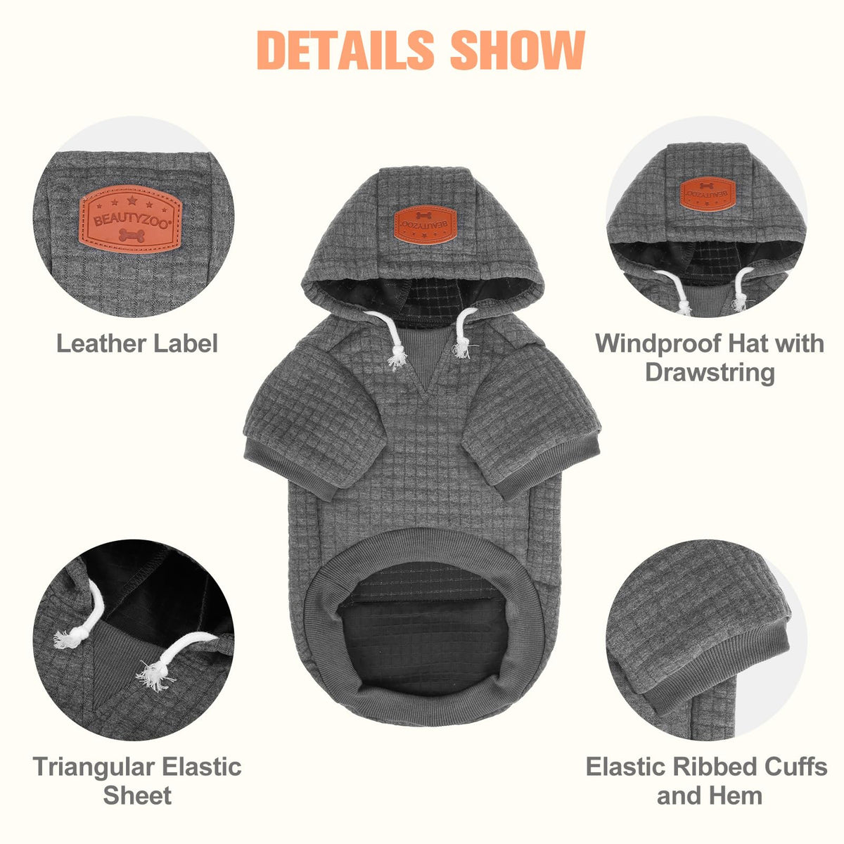 Dog Hoodies Sweater for Large Dogs (Dark Grey / XL (Back: 24",Chest: 34", Neck: 21"))