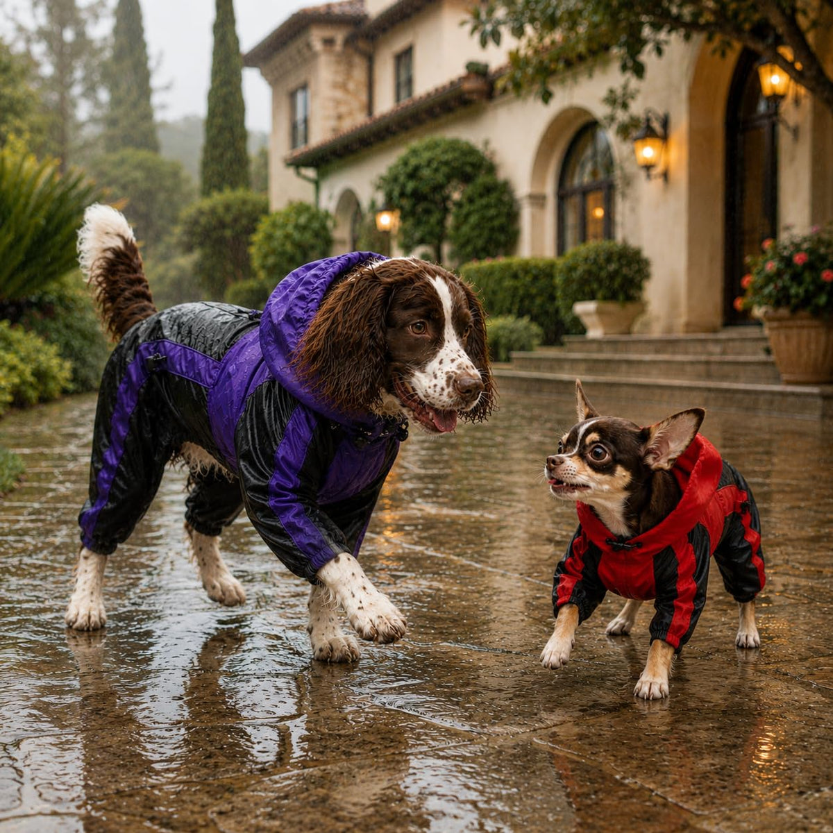 Dog Hooded Raincoat (S (Small Dog ~7lbs) / Purple)