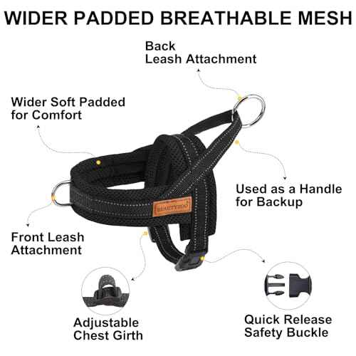Dog Harness for Large Dogs (Black / L: Chest 26"-32")