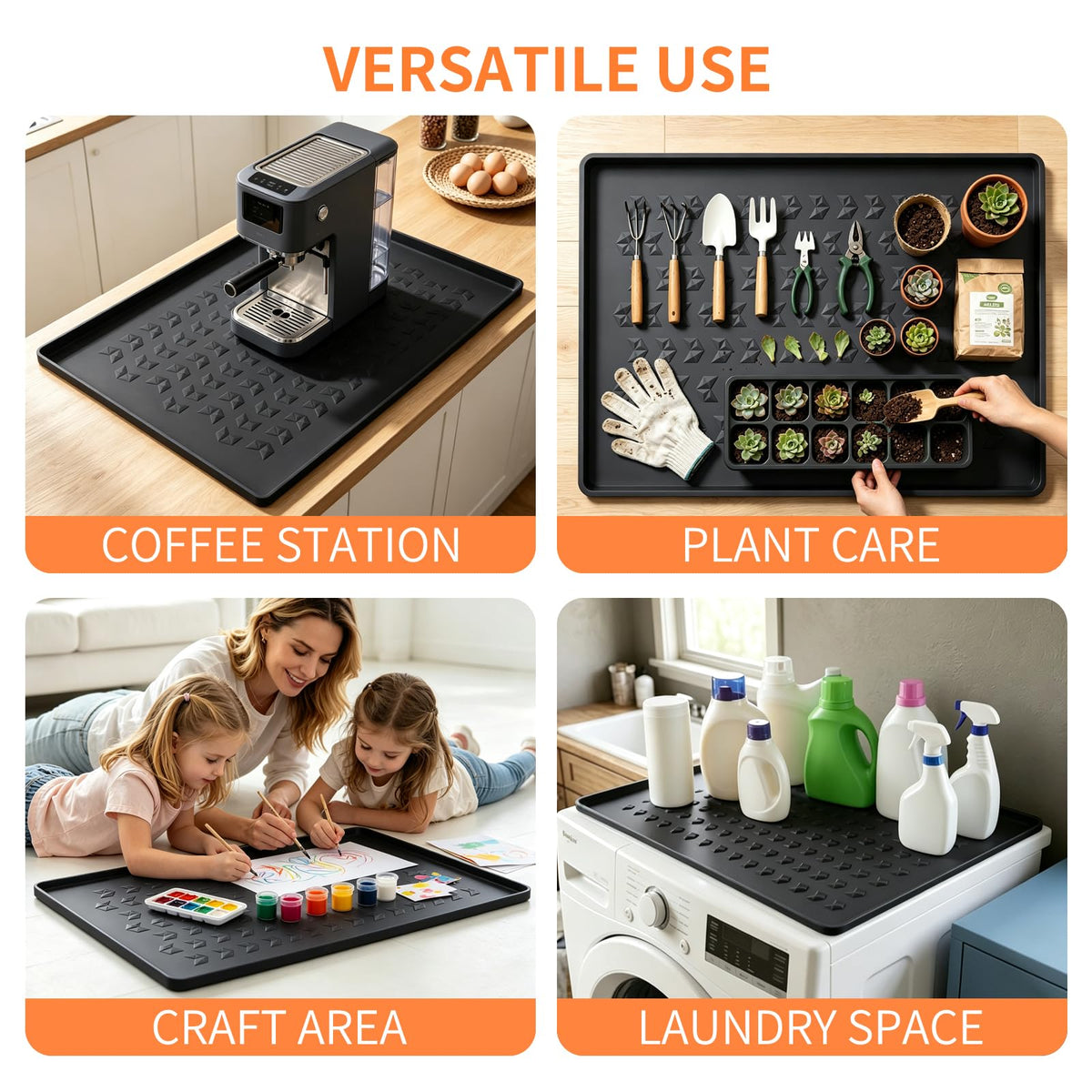 Silicone Pet Feeding Mat (Black / 28''L x 20"W)