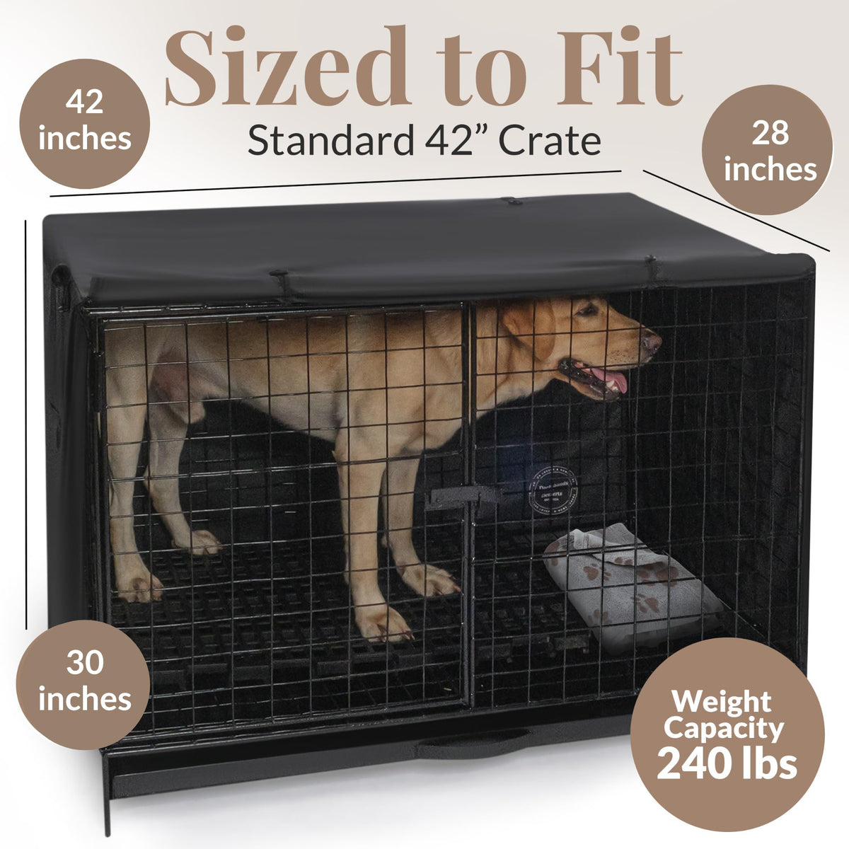Dog Crate Cover 42 inch (Black / 42.0"L x 28.0"W x 30.0"H)