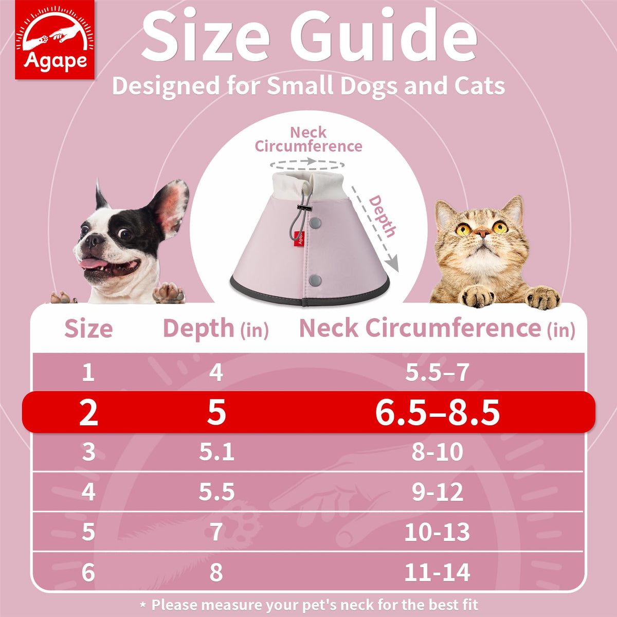 Soft Dog Cone for Small Dogs & Cats (Pink (Small Dogs Cone) / 2 (Neck:6.5"-8.5"))