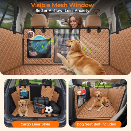 Hard Bottom Dog Car Seat Cover (Tan / Medium - for Most Sedans & SUVs)