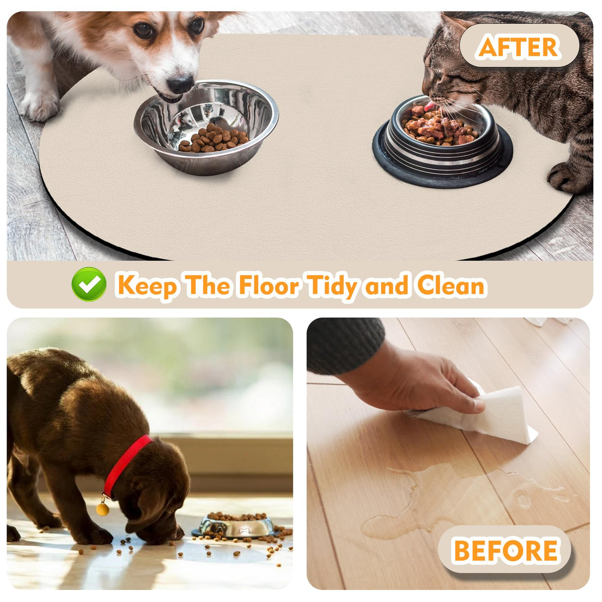 Dog Feeding Mat 24''x16'' (24''x16'' / Beige)